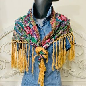 Lucky Brand Reversible Fringed Scarf Wrap NWOT